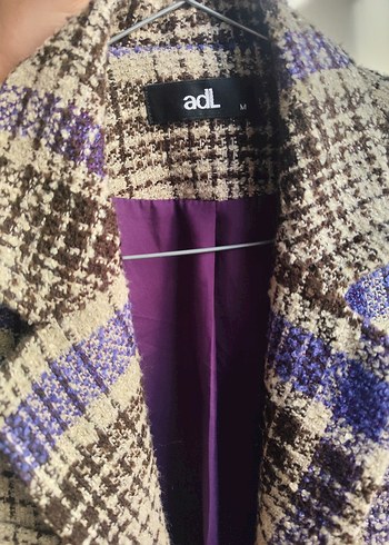 Kadın Mor Düğmeli Midi Yün ceket - Görsel 5