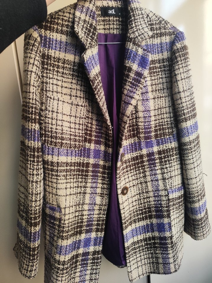 Kadın Mor Düğmeli Midi Yün ceket - Görsel 2