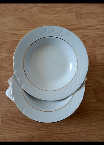 Gold Beyaz porselen Yemek Tabağı