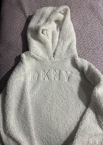 DKNY Kapusonlu Ekru Pelus Sweatshirt