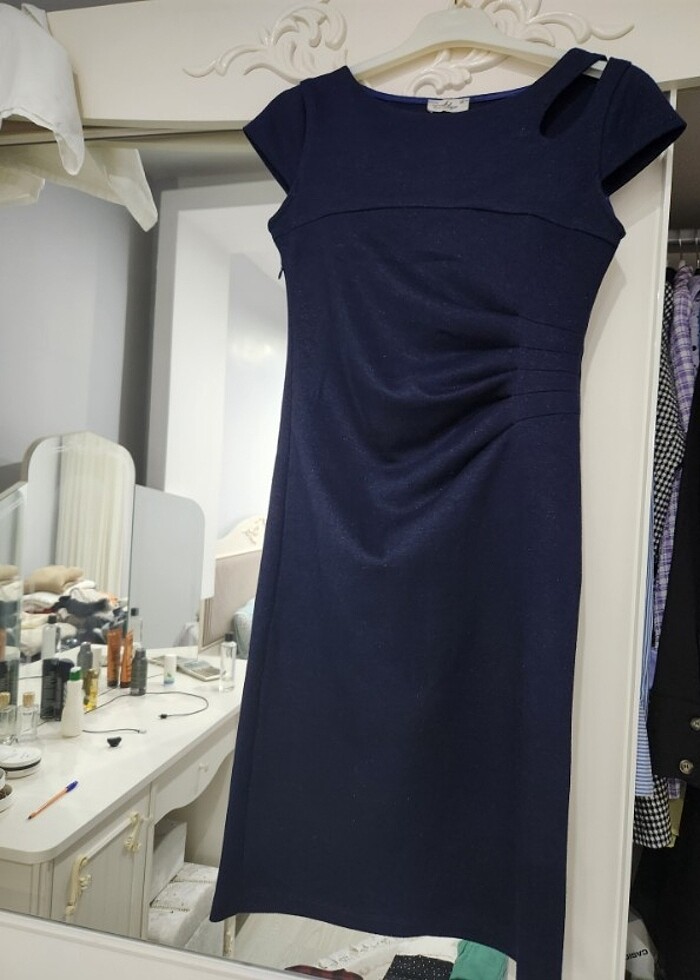 Lacivert elbise - Görsel 2