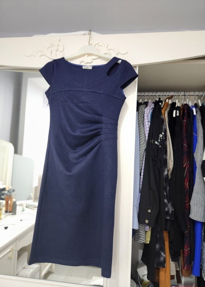 Lacivert elbise - Görsel 3