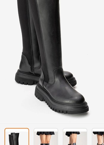 Deri Siyah Dizüstü Kadın Çizme - Görsel 3