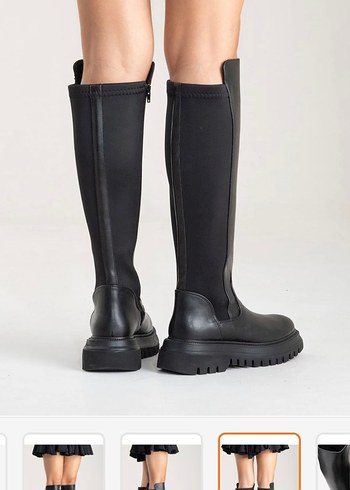 Deri Siyah Dizüstü Kadın Çizme - Görsel 6