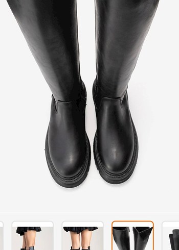Deri Siyah Dizüstü Kadın Çizme - Görsel 7