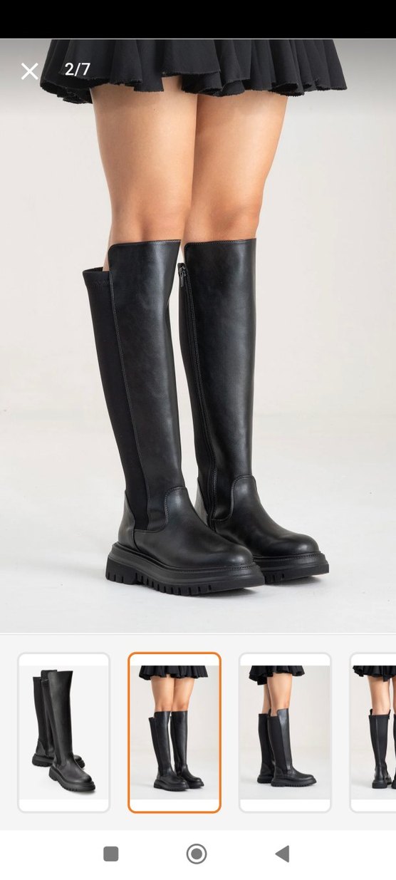 Deri Siyah Dizüstü Kadın Çizme - Görsel 4