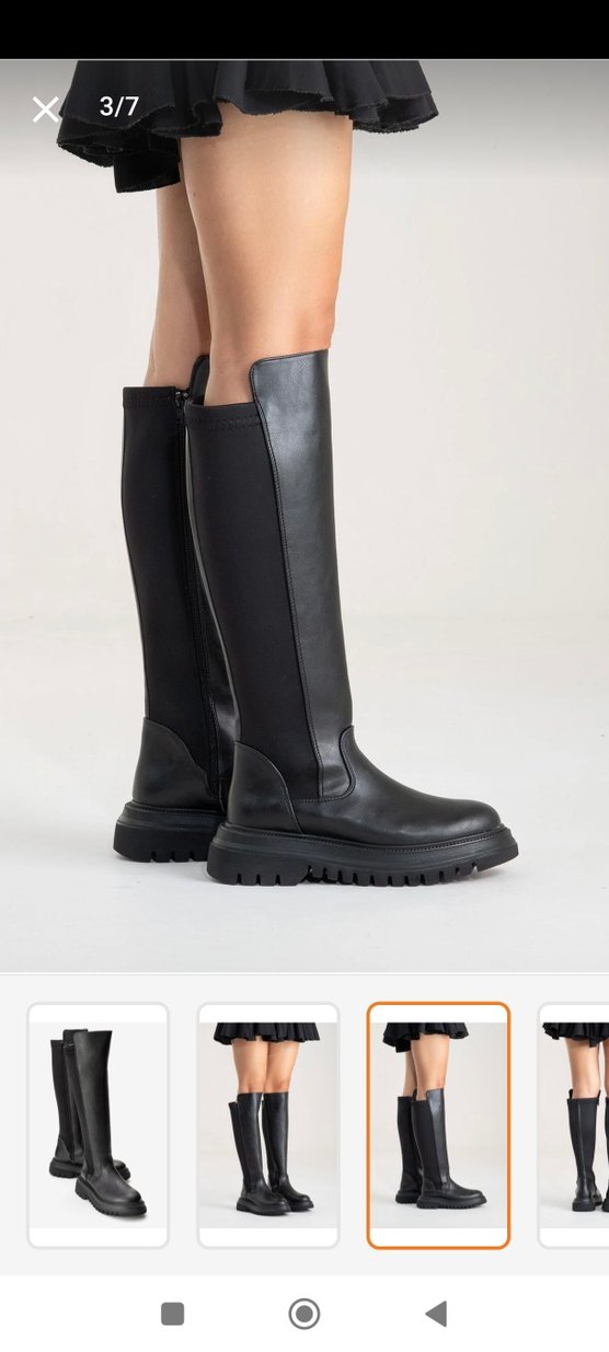 Deri Siyah Dizüstü Kadın Çizme - Görsel 5