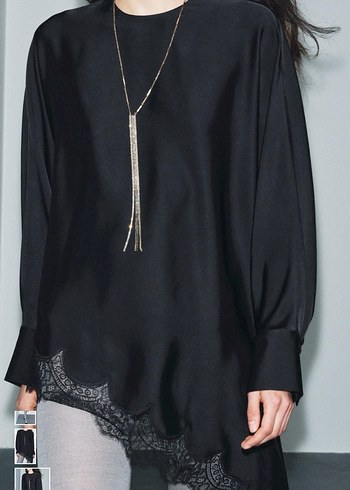 Siyah Nakışlı Gotik Zincir Detaylı Vücut Zinciri - Görsel 2