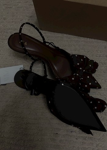 Kahverengi Puantiyeli Fiyonklu Stiletto - Görsel 3