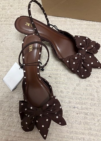 Kahverengi Puantiyeli Fiyonklu Stiletto - Görsel 2