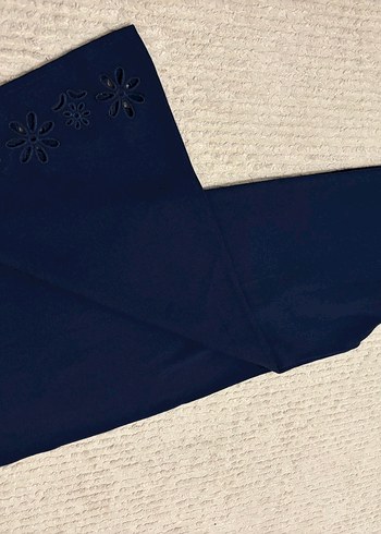 Kemer Detaylı Lacivert Midi Denim Kadın Pantolon - Görsel 11