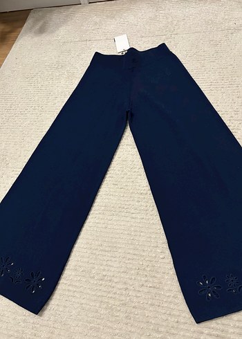 Kemer Detaylı Lacivert Midi Denim Kadın Pantolon - Görsel 6