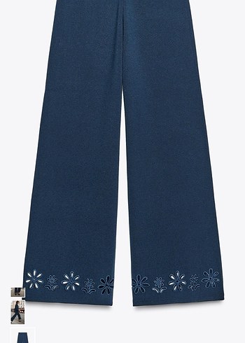 Kemer Detaylı Lacivert Midi Denim Kadın Pantolon - Görsel 3