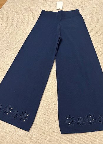 Kemer Detaylı Lacivert Midi Denim Kadın Pantolon - Görsel 10