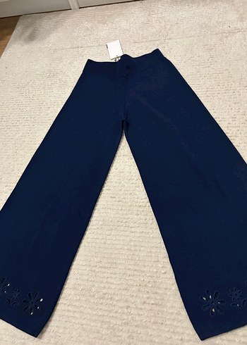 Kemer Detaylı Lacivert Midi Denim Kadın Pantolon - Görsel 7