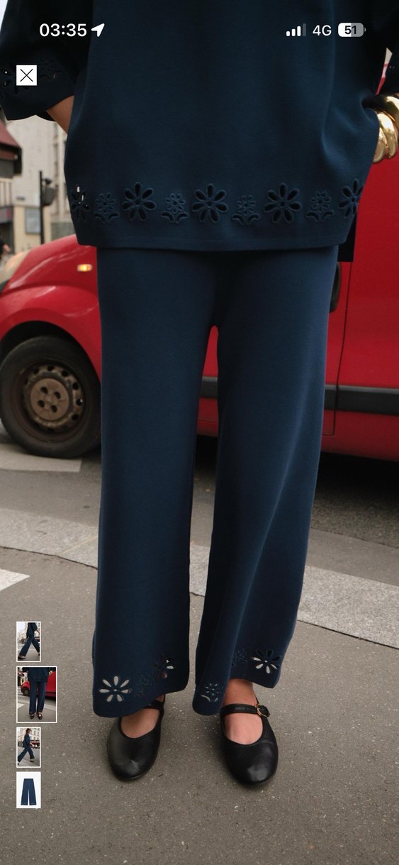 Kemer Detaylı Lacivert Midi Denim Kadın Pantolon - Görsel 2