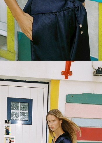 Kadın Lacivert Rahat Kumaş Pantolon - Görsel 6