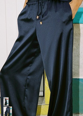 Kadın Lacivert Rahat Kumaş Pantolon - Görsel 5