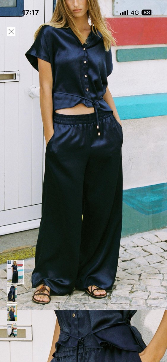 Kadın Lacivert Rahat Kumaş Pantolon - Görsel 4