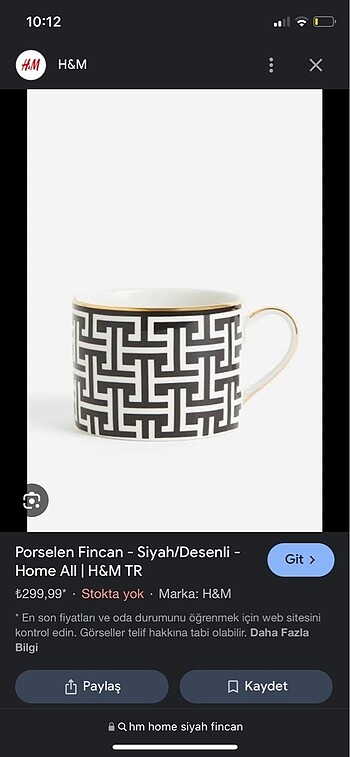 h&m home fincan siyah beyaz