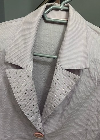 Bej Kadın Keten Uzun Kollu Gömlek - Görsel 2