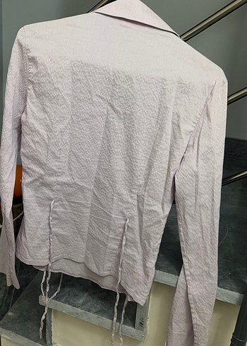 Bej Kadın Keten Uzun Kollu Gömlek - Görsel 5