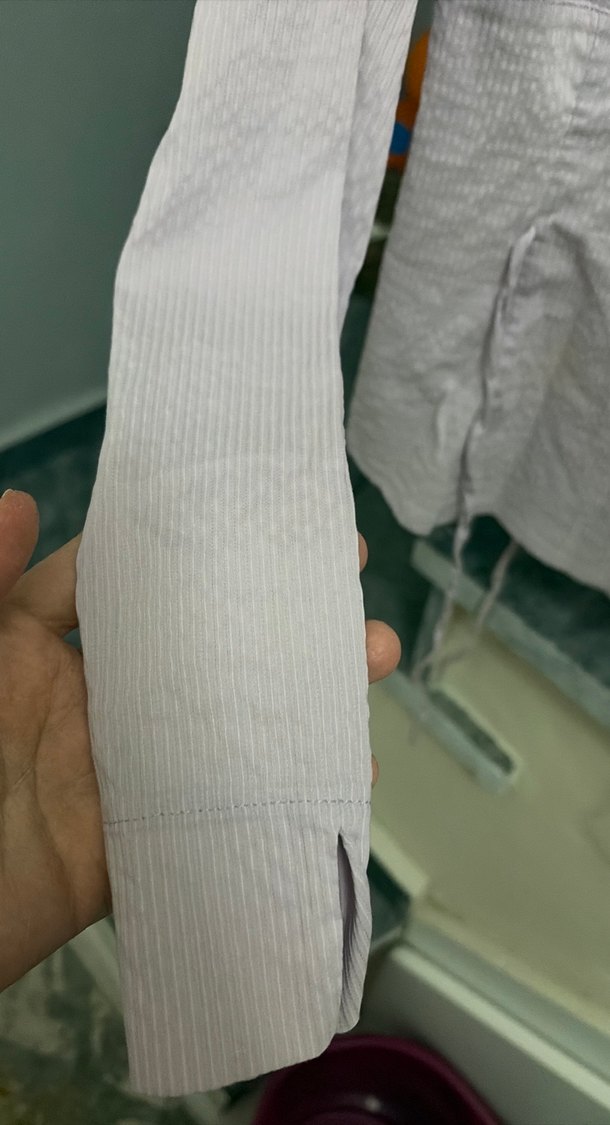 Bej Kadın Keten Uzun Kollu Gömlek - Görsel 3