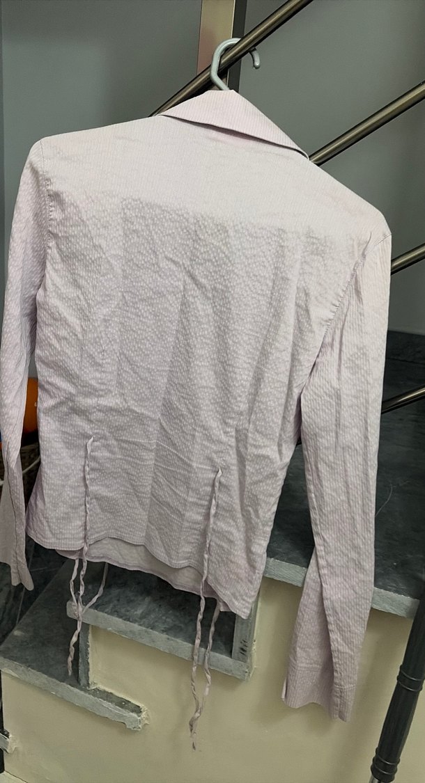 Bej Kadın Keten Uzun Kollu Gömlek - Görsel 5