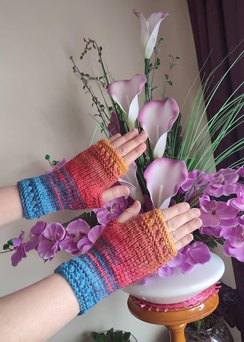 Renkli Örgü Bohem Kadın Eldiveni - Görsel 2