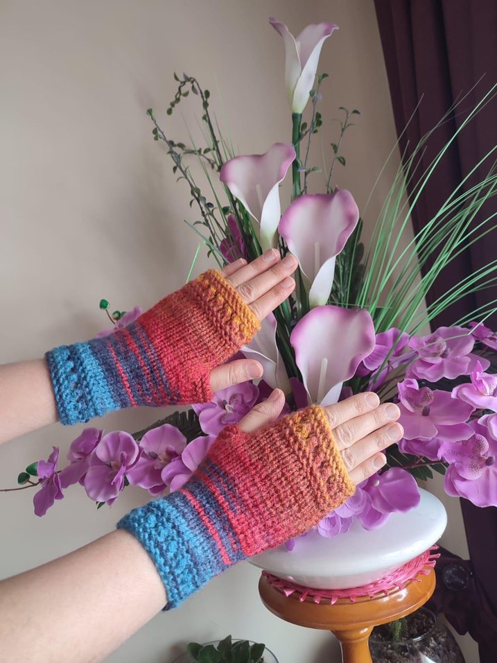 Renkli Bohem Örgü Kadın Eldiveni - Görsel 2