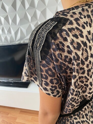 m Beden Tarz leopar elbise