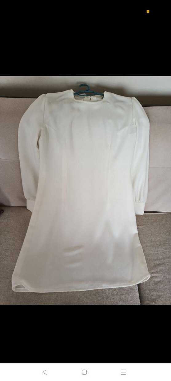 İnci Düğmeli Ekru Krep Tunik - Görsel 2