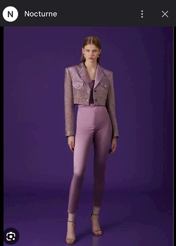 Nocturne Parlak Mor Mini Kadın Crop ceket