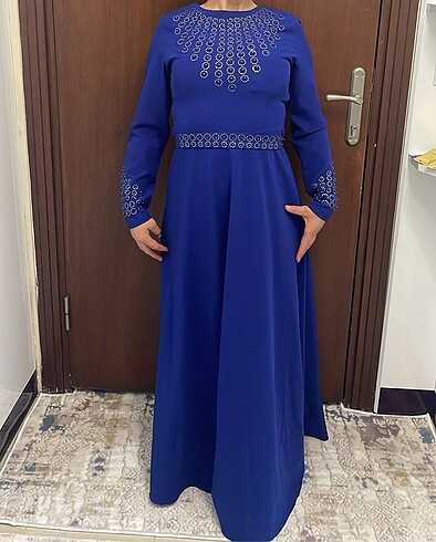 Diğer Saks Mavisi Tesettür Abiye