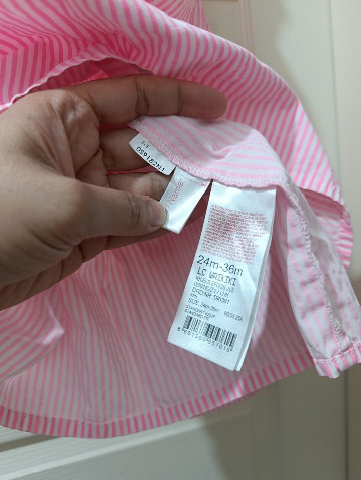 LC Waikiki Pembe Çizgili Düğmeli Elbise - Görsel 4