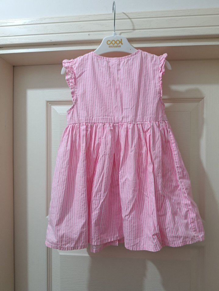 LC Waikiki Pembe Çizgili Düğmeli Elbise - Görsel 3