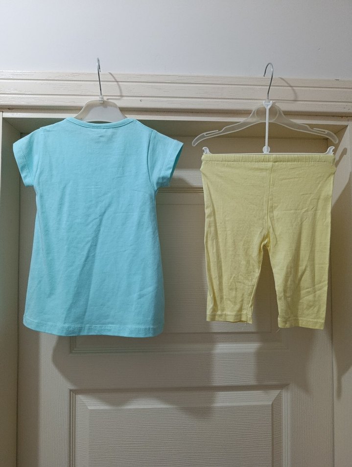 Pastel Desenli Kız Bebek Kısa Kollu Takım - Görsel 4