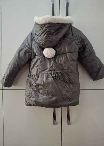 Civil Kız Çocuk Gri Kürklü  Mont - Görsel 2