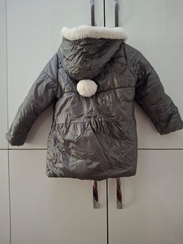 Civil Kız Çocuk Gri Kürklü  Mont - Görsel 2