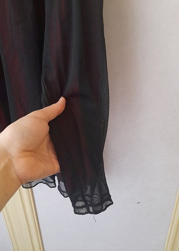 xl Beden bordo Renk Bordo İşlemeli Gotik Uzun Kollu Bluz