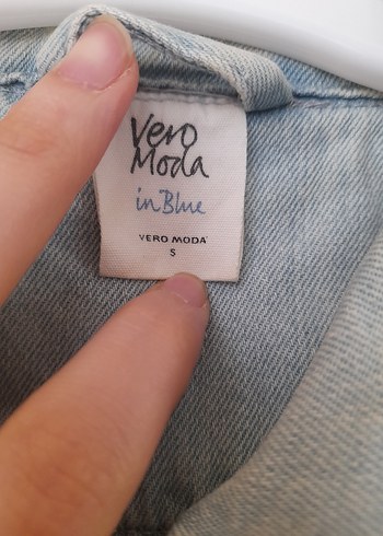 Vero Moda Düğmeli Gri Kolsuz Denim Ceket