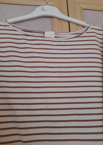 H&M Bej Çizgili Uzun Kollu Bluz