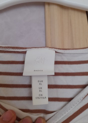 xl Beden Bej Çizgili Uzun Kollu Bluz
