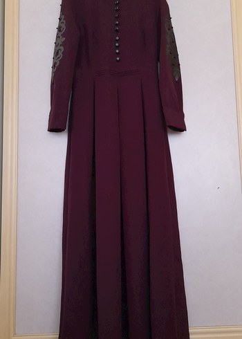 Diğer Düğmeli Bordo Uzun Gotik Elbise
