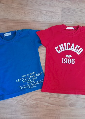 Kız Çocuk Kırmızı Baskılı Kısa Kollu Tişört - Görsel 2