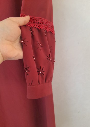m Beden bordo Renk Diger Bordo Uzun Kollu Nakışlı Tunik
