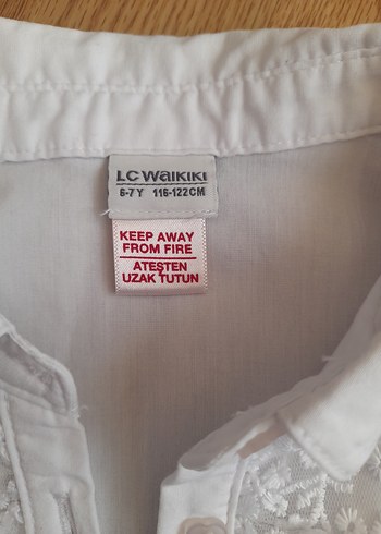 Kız Çocuk Beyaz Dantel Detaylı Kısa Kollu Gömlek - Görsel 2