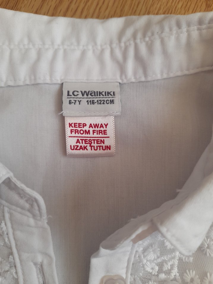 Kız Çocuk Beyaz Dantel Detaylı Kısa Kollu Gömlek - Görsel 2