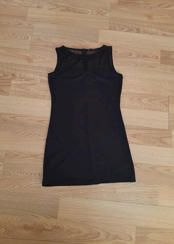 Siyah Puantiyeli Dantelli Mini Elbise - Görsel 3