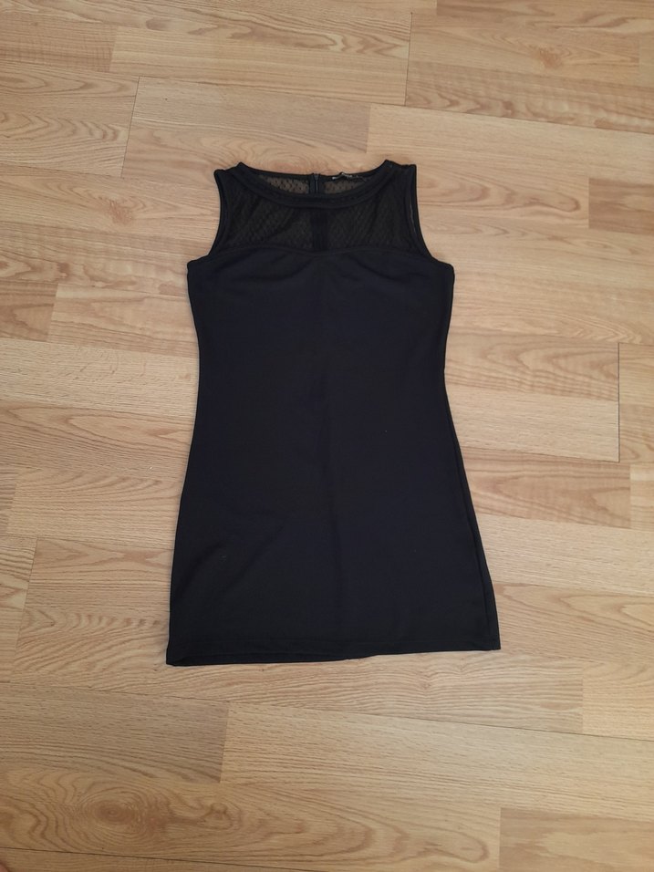 Siyah Puantiyeli Dantelli Mini Elbise - Görsel 3